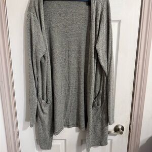 ZYIA Heather Greenish Gray Open-Front Pocket Cardigan